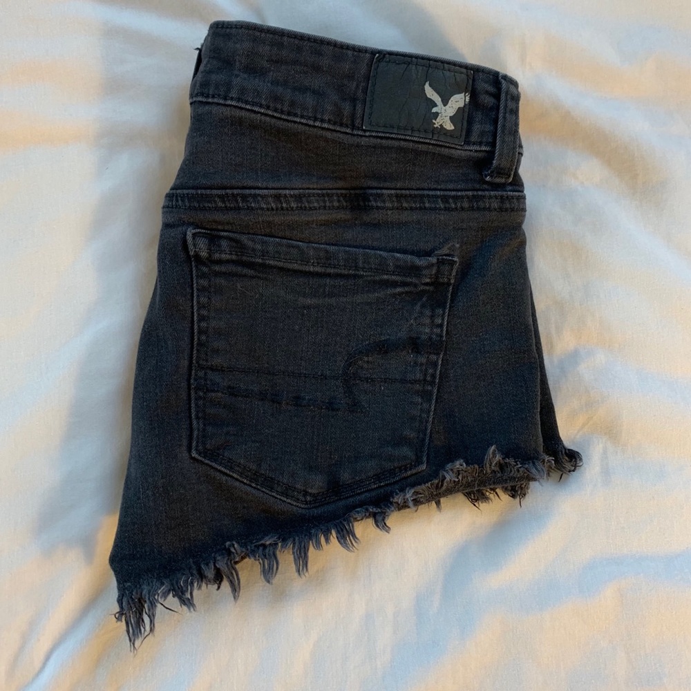 American Eagle black denim shorts
